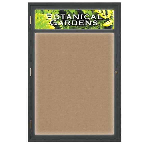 United Visual Products Open Faced Traditional Rounded Corkboard UV640ARC-BLACK-BUFF - main